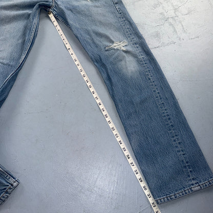 Levis 501 Vintage 90s USA XX Straight Leg Jeans Blue Light Wash 33x34 Act 32x32