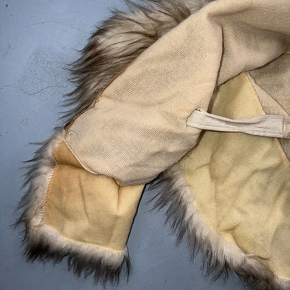 Vintage 1960s Beige Faux Fur Trim Kimono Poncho One Size Rockabilly 60s Penney