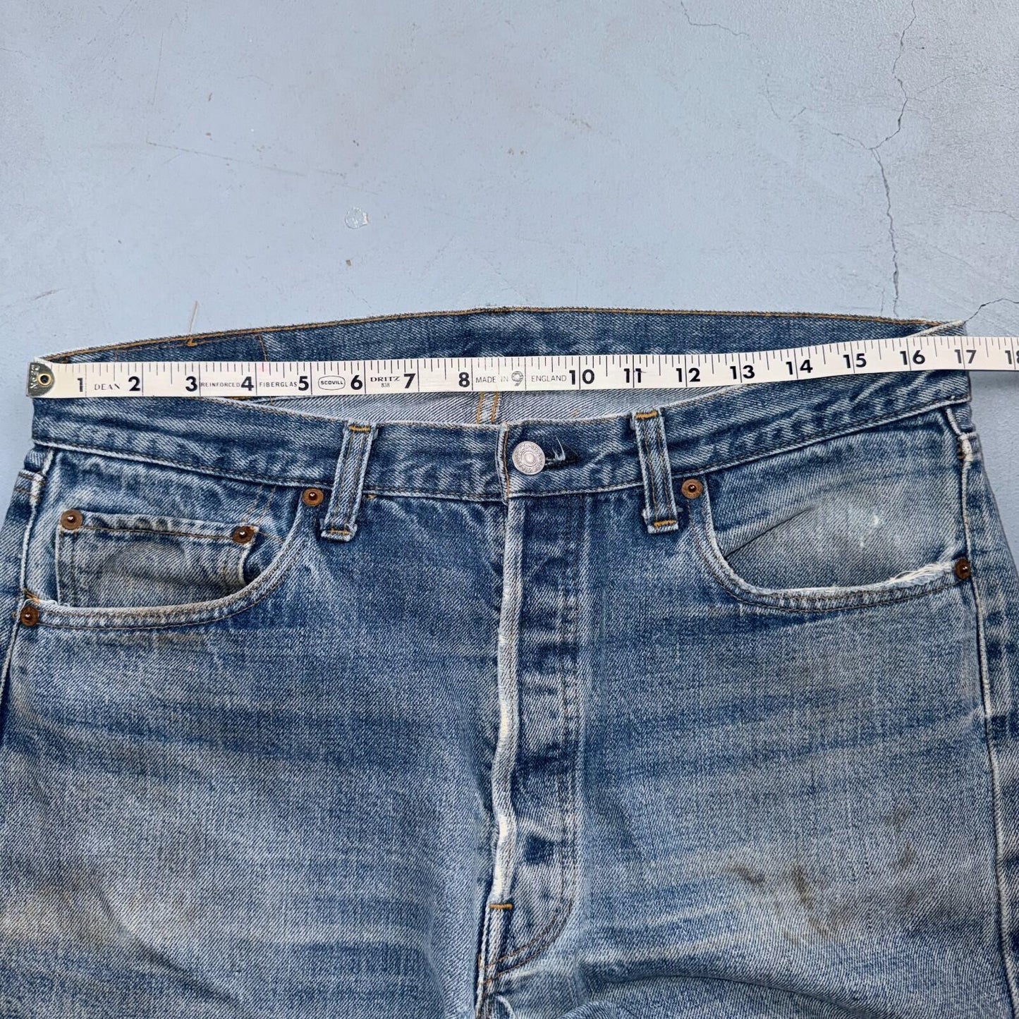 Levis 501 Vintage 70s SS Redline Selvedge USA Jeans Light Wash 36x34 Act 34x30
