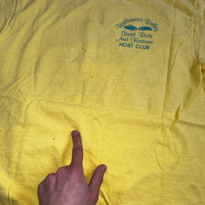 Good Guys Salem Oregon Hanes 80s VTG T Shirt Yellow Single Stitch Cars Racing