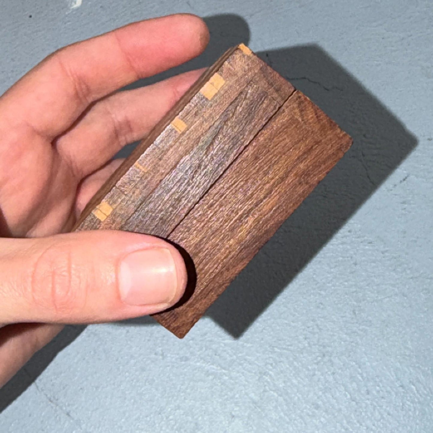 VTG Handmade Wooden Box Beautiful Wooden Square Shaped Jewelry Box Ring 60s 70s