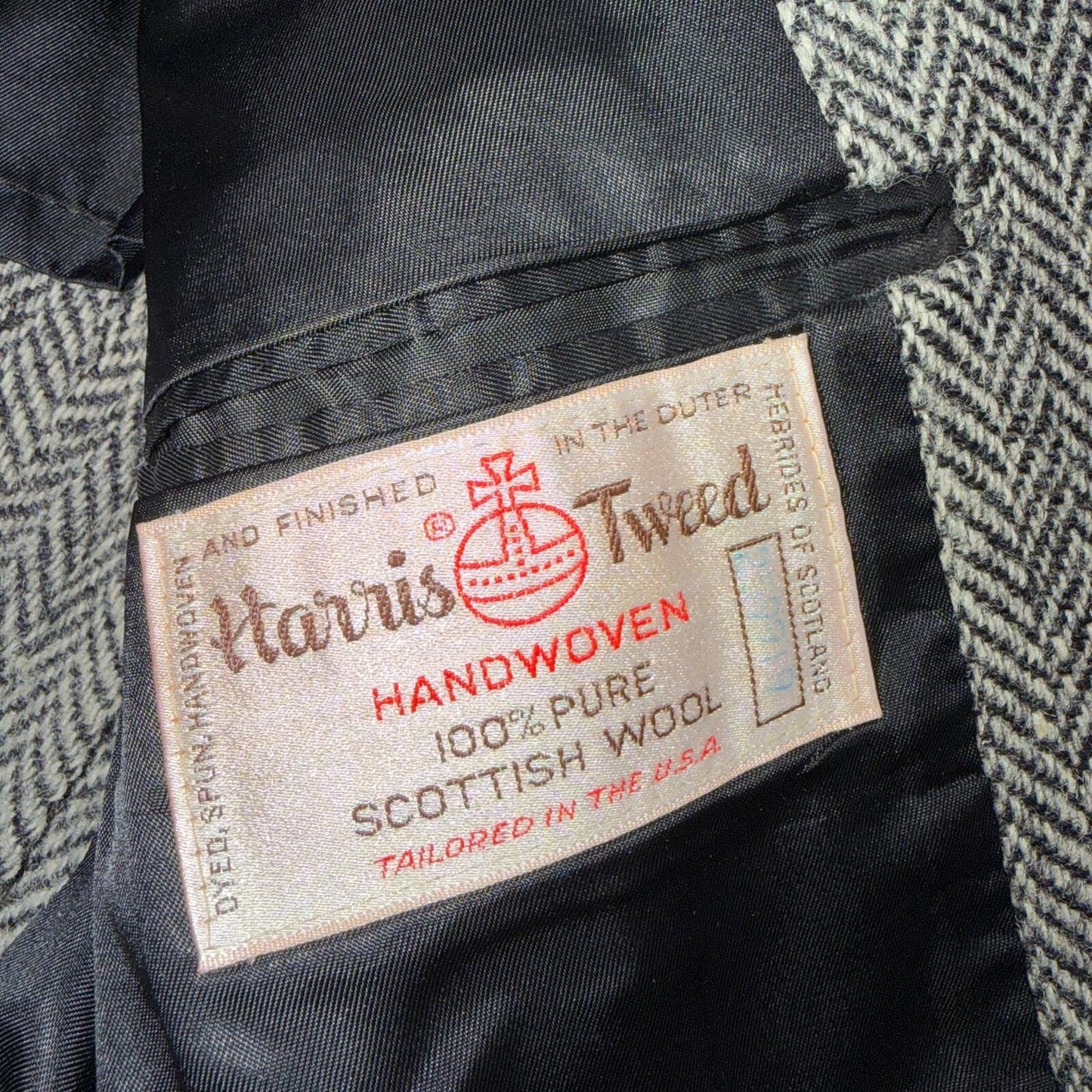 Harris Tweed Stafford Vintage 40 Blazer Gray Herringbone Wool Sport Coat USA
