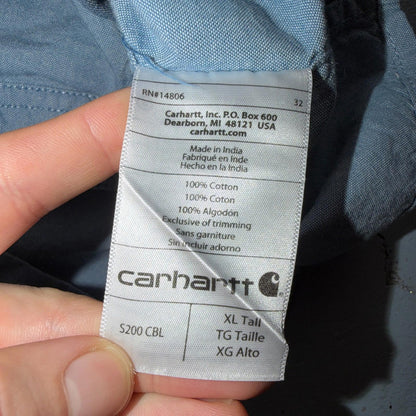 Carhartt Button Up Shirt Mens XLT Short Sleeve Relaxed Fit Workwear S200 CBL