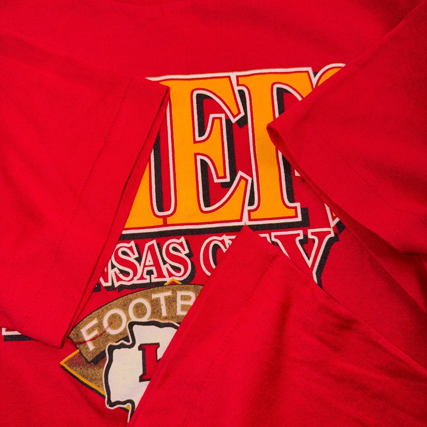 VTG 90s Kansas City Chiefs T Shirt NFL Football Spellout Made USA Sports