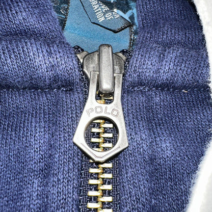 Polo Ralph Lauren VTG Full Zip Hoodie Men’s Size XL Cotton Blue Jacket 90s