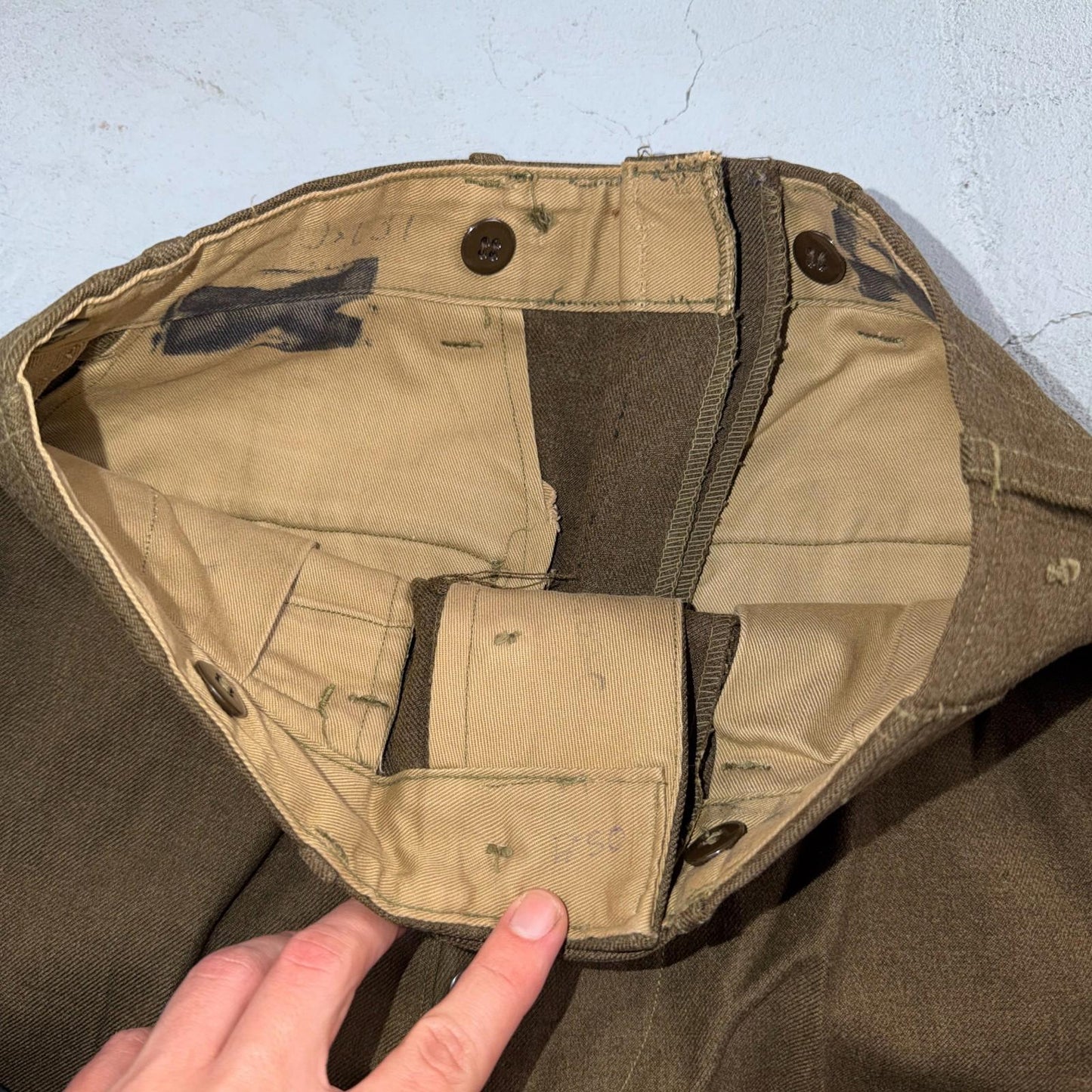 Vintage Military Pants Trousers Medium Regular 50s 40s Brown Wool Mens 30x31