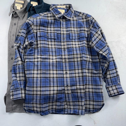 LL Bean Lot of 7 Mens M Shirts Chamois Cloth Flannel Pockets VTG Y2K Heavyweight