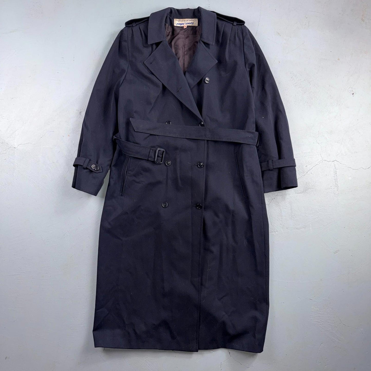 Jacques Gevertz Size 40 Blue Button Up Coat VTG Double Breast Peacoat 80s Paris