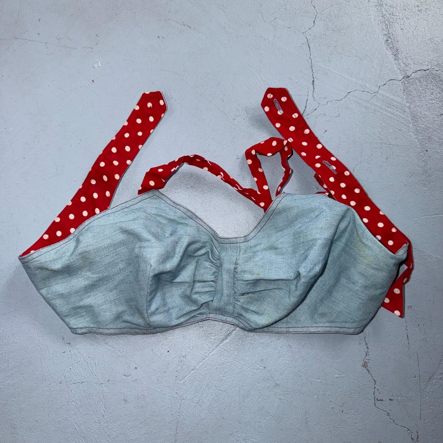 VTG 1950s 50s Women’s Swimsuit Bathing Suit Bra Swim Suit Poka Dot Reversible?