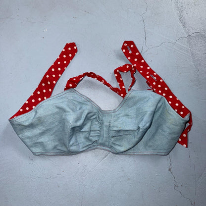 VTG 1950s 50s Women’s Swimsuit Bathing Suit Bra Swim Suit Poka Dot Reversible?