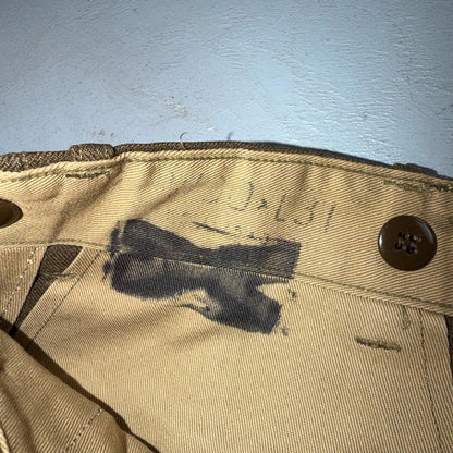 Vintage Military Pants Trousers Medium Regular 50s 40s Brown Wool Mens 30x31