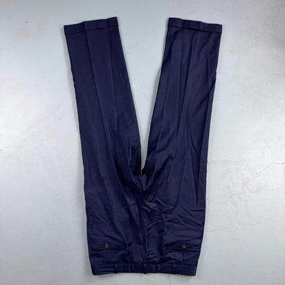 1990s Custom VTG Mens 2 PC Suit 40 Jacket Coat Pants Navy Blue Wool Rockabilly
