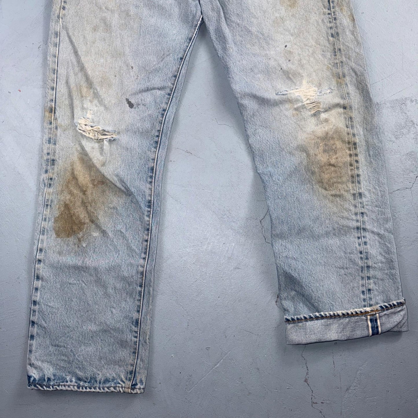 Levis 501 Vintage 80s Redline Selvedge USA XX Jeans Light Wash 36x30 Act 33x28