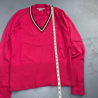 Nike Golf Women's V Neck Sweater Long Sleeve Pullover Athletic Top Medium Pink