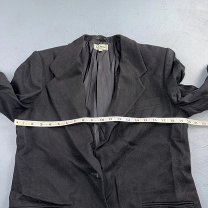 VTG LL Bean Blazer Womens 12P Black Wool Cashmere Blend 2 Button Jacket