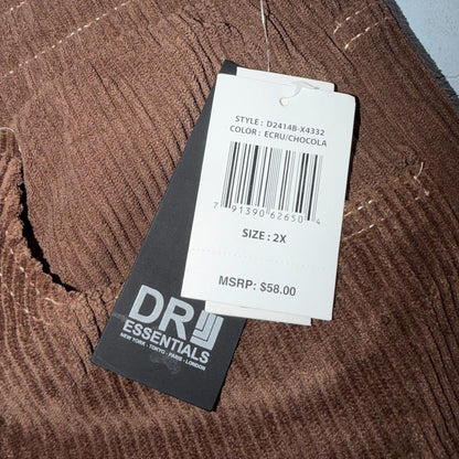 DRJ Essentials Shorts Mens 2XL Brown Yellow Corduroy Drawstring Elastic Waist