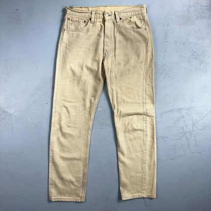 Levis 501 Vintage 90s USA XX Straight Leg Jeans Khaki Light Wash 31x30 Act 31x29