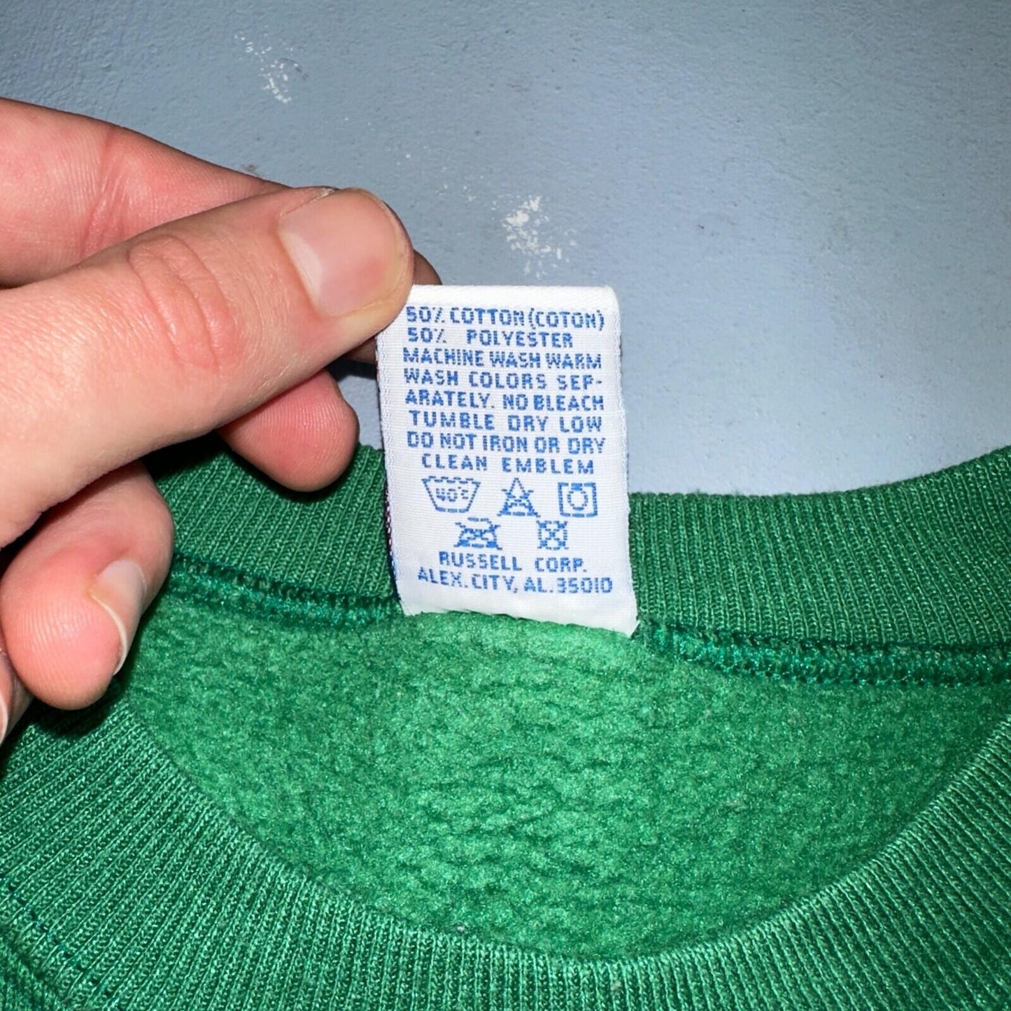 Russell Athletic Sweatshirt L Alpha Gam VTG Crewneck Green 90s USA College Uni