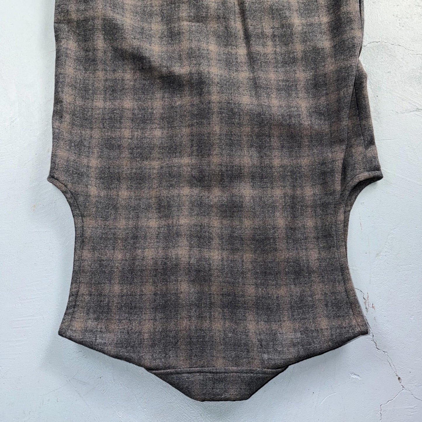 VTG 1960s Hippie Sleeveless Plaid Duster Blazer Jacket Gray Shadow Rockabilly