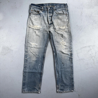 Levis 501 Vintage 90s USA XX Straight Leg Jeans 35x33 Light Wash Act 32x29