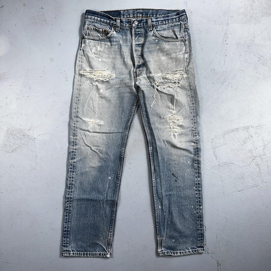 Levis 501 Vintage 90s USA XX Straight Leg Jeans 35x33 Light Wash Act 32x29