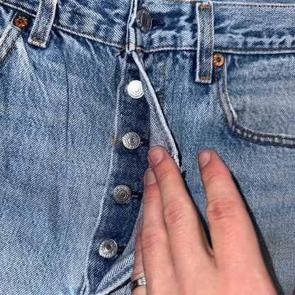 Levis 501 Vintage 90s USA XX Straight Leg Jeans Blue Light Wash 34x36 Act 31x32