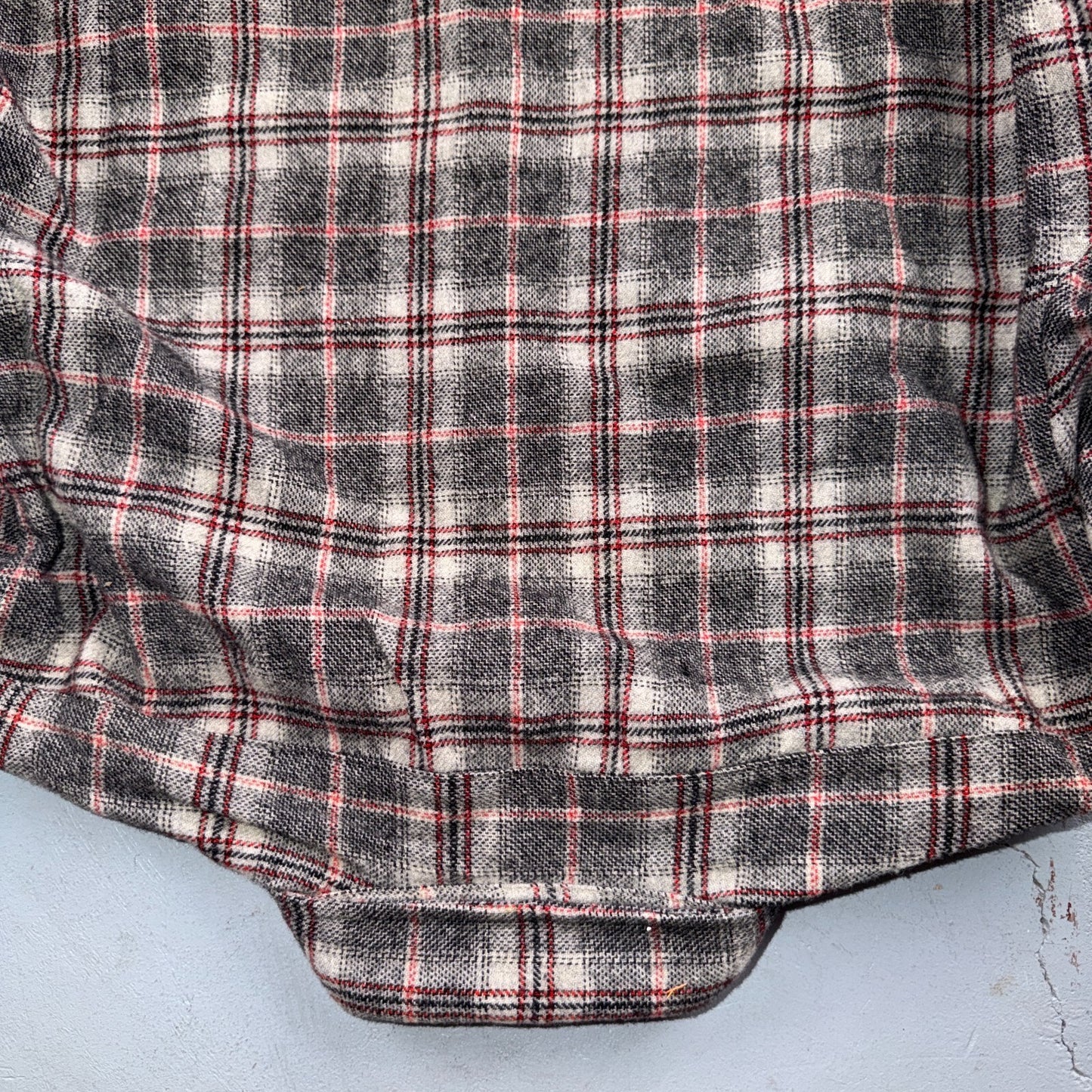 VTG 70s Pendleton Wool Flannel Shirt Jacket Gray Red Plaid USA Made M Rockabilly