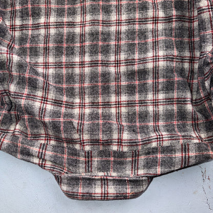VTG 70s Pendleton Wool Flannel Shirt Jacket Gray Red Plaid USA Made M Rockabilly
