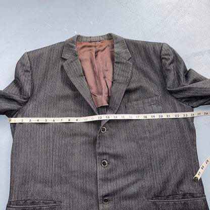 VTG Mens 2 PC Suit 46 Jacket Coat Pants Gray Rockabilly 60s 1960s HBT Drop Loop