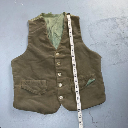 VTG Vest Mens Green Waistcoat Size S 1940s 1950s Velour Rockabilly Nice Suit