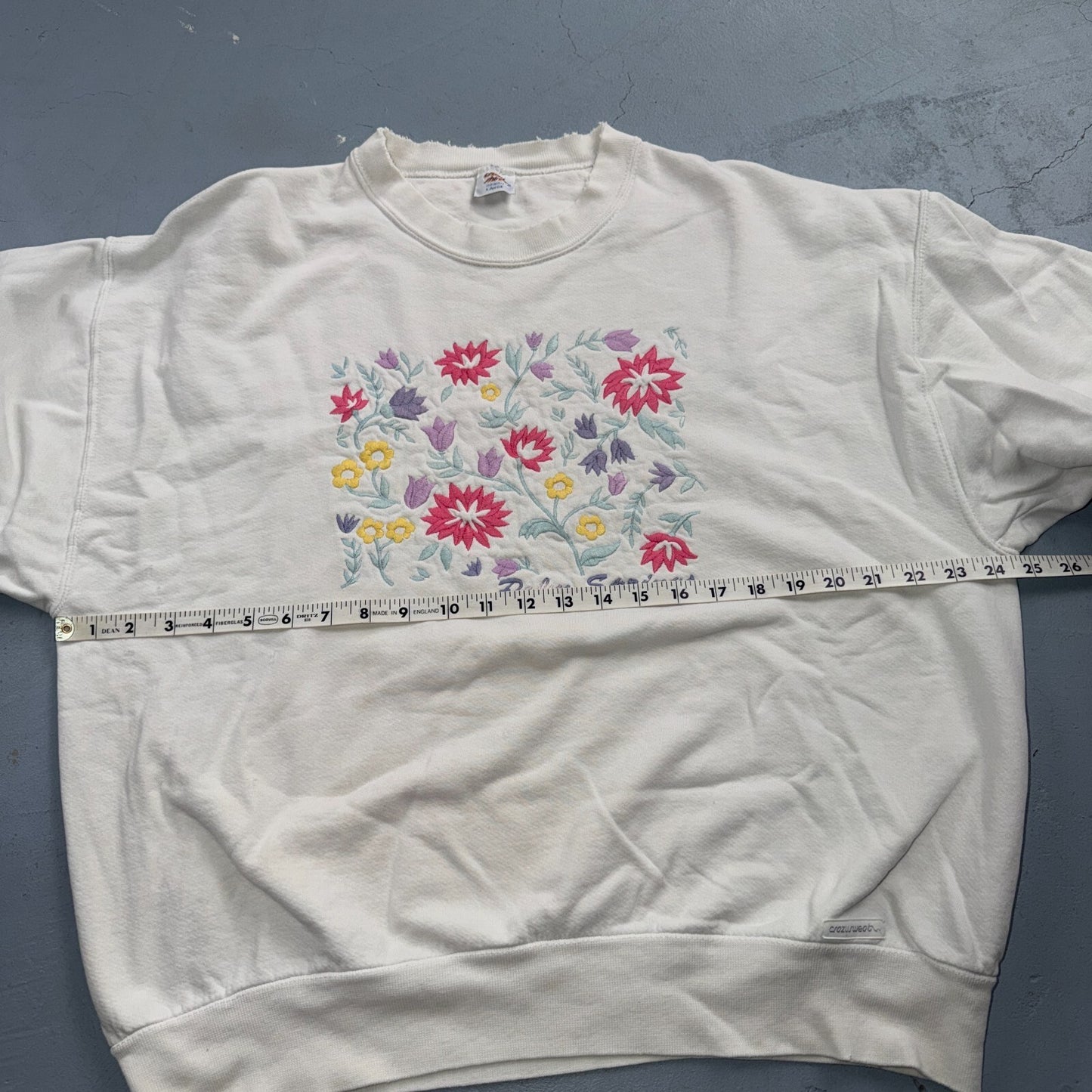 VTG 80s Crazy Shirts Palm Springs Embroidered Floral Sweatshirt USA Large Rare