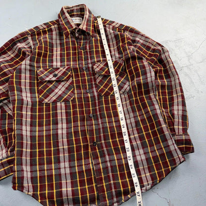 Vintage Five Brother Heavyweight Plaid Button Up Flannel Shirt Men M USA 1970s
