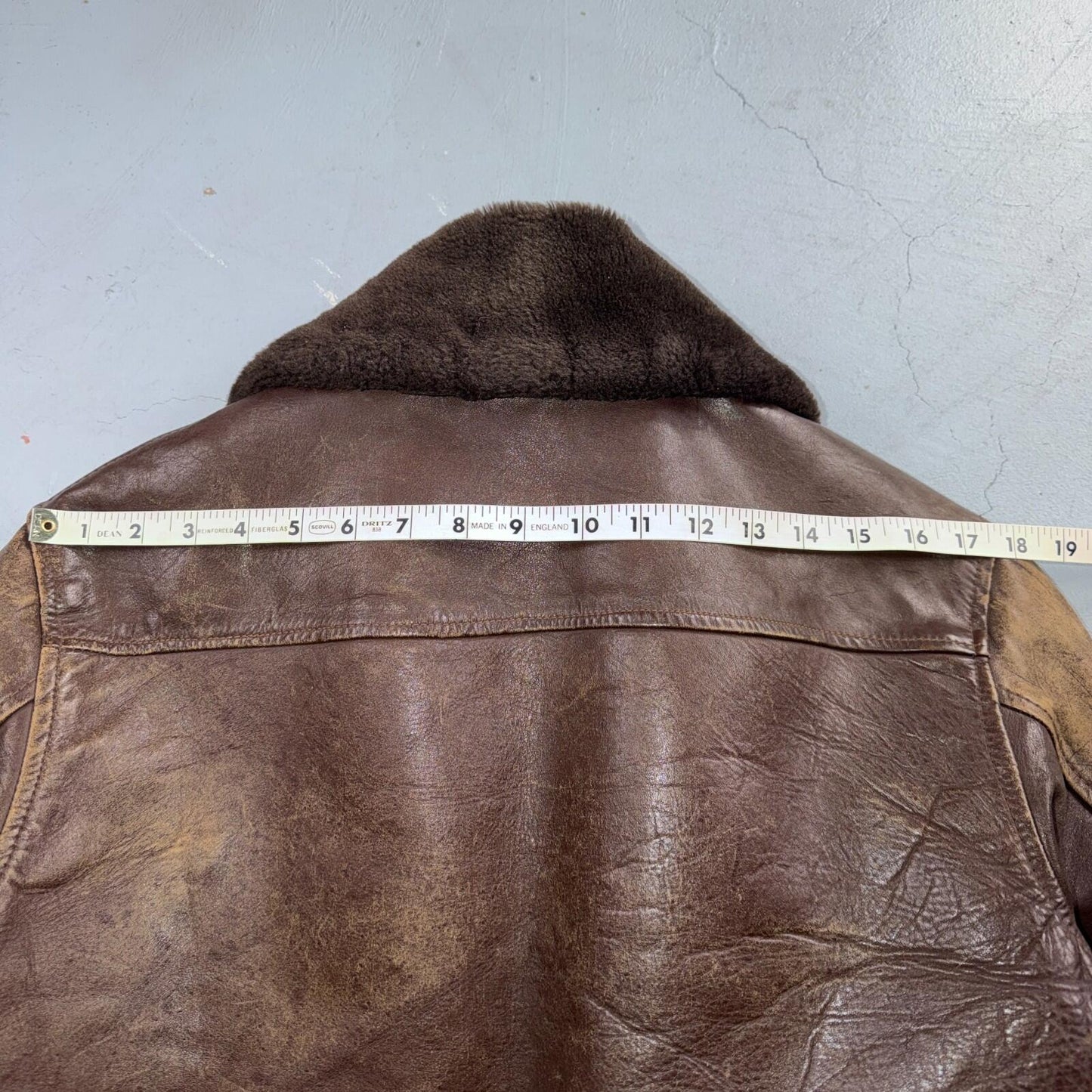 VTG WWII Horsehide Leather Zip Up Bomber Jacket Fur Collar 40s 50s A2 Civilian