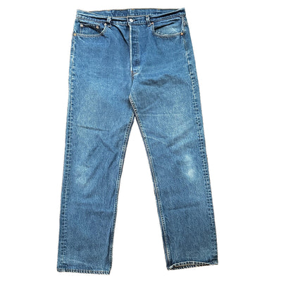 VTG 90s Levis 501 Button Fly 40x36 USA Tag Jeans Straight Wash Blue XX Act 36x32