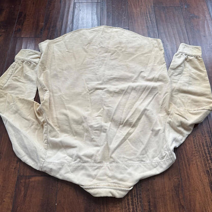 VTG Beige Shirt Mens L Cowboy Tan Chamois Flannel Button Up Pockets 80s
