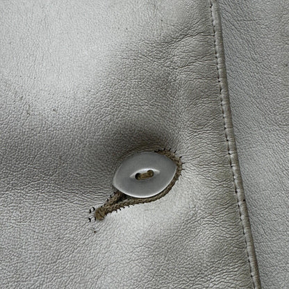 VTG White Leather Western Rancher Jacket 1960s Rockabilly Unisex 60s 50s Button