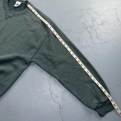 Vintage Russell Athletic Sweatshirt Green Large Y2K Basic Thrashed Worn
