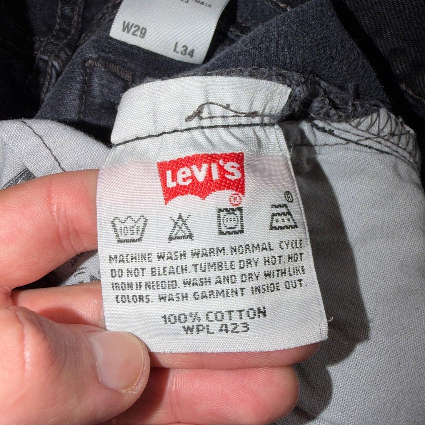 Levis 501 Vintage Y2K 90s XX Straight Leg Jeans Black Med Wash 29x34 Act 28x31