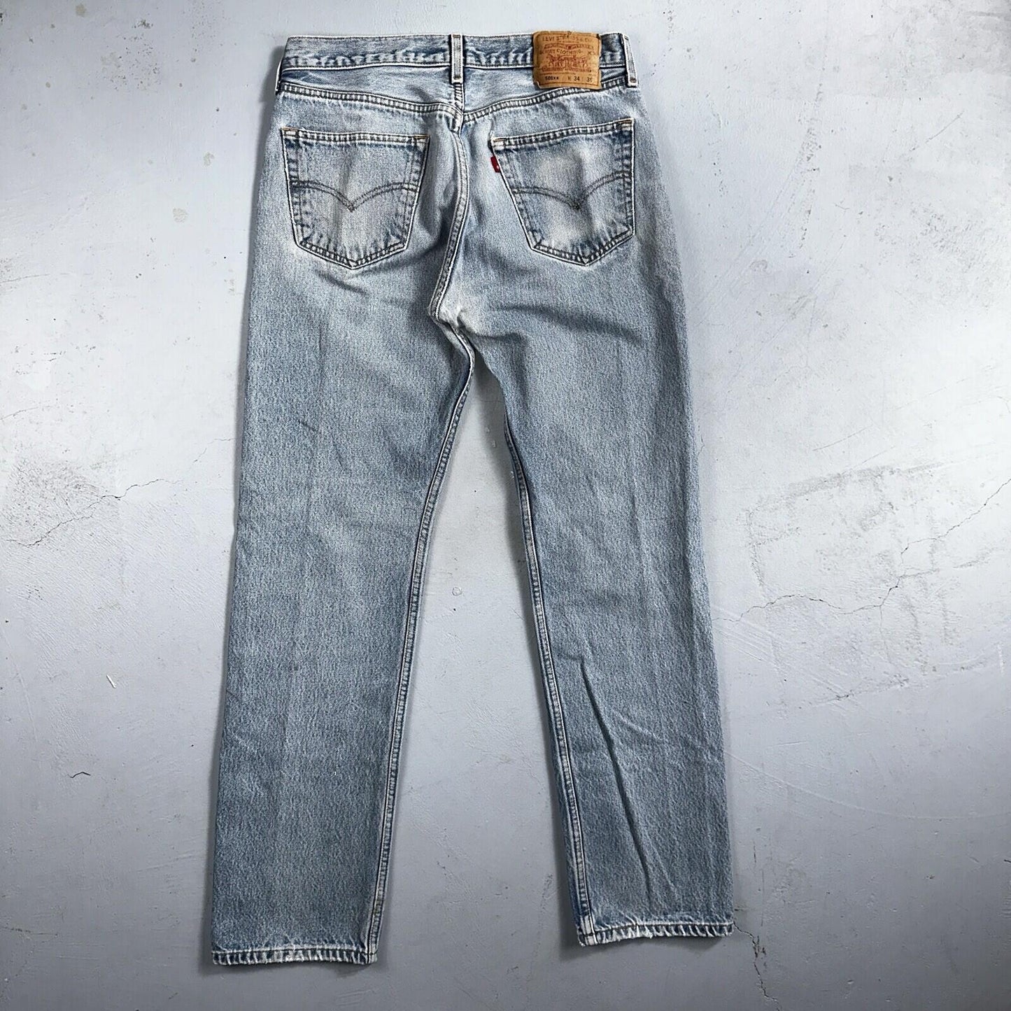 Levis 501 Vintage 90s XX Straight Leg Mexico Jeans 34x36 Light Wash Act 31x32
