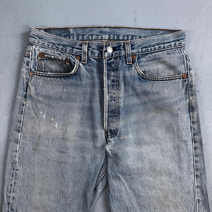 Levis 501 Vintage 90s USA XX Straight Leg Jeans Blue Light Wash 34x36 Act 31x32