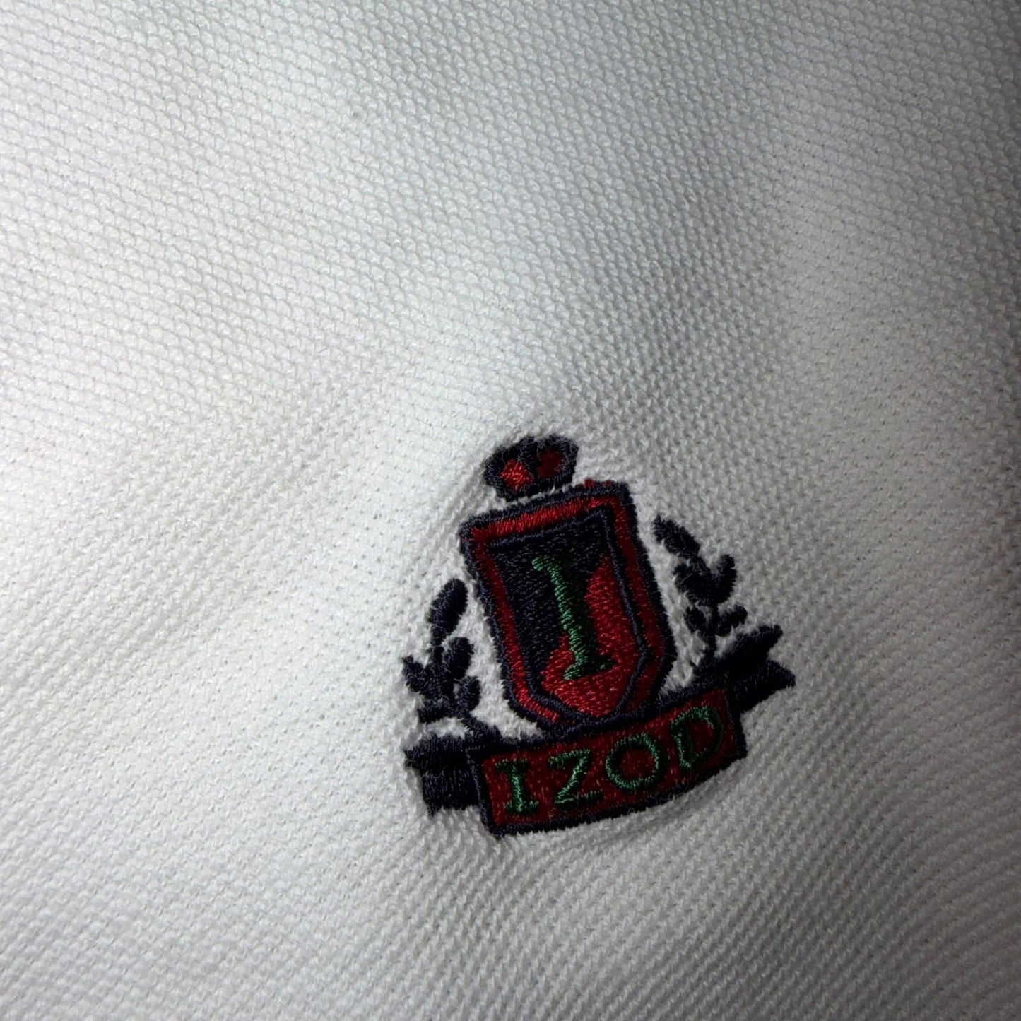 VTG Izod Polo USA Shirt Size L Mens White Short Sleeve Logo 100% Cotton RN 21008