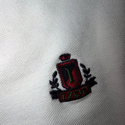 VTG Izod Polo USA Shirt Size L Mens White Short Sleeve Logo 100% Cotton RN 21008