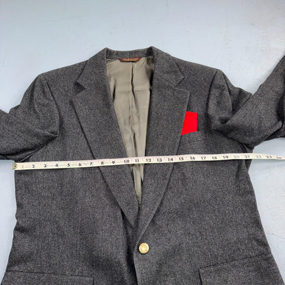 Nordstrom Vintage 42 Blazer Gray Wool Sport Coat USA 1980s Union USA Gold Button