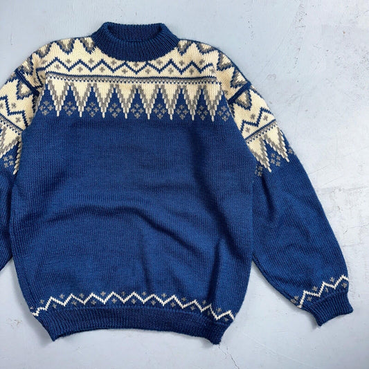 VTG 50s 60s Aztek Cable Sweater Handmade Rockabilly Cottage Core Grandma
