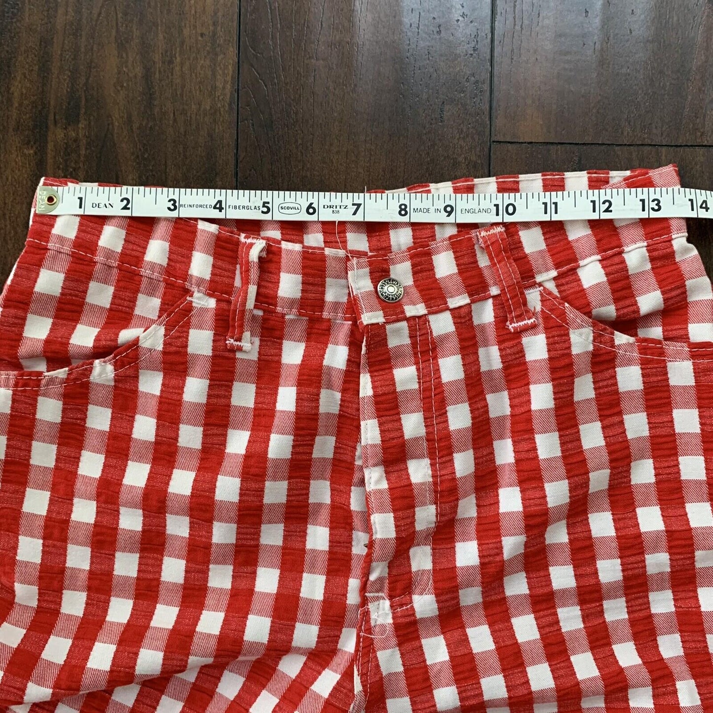Vintage Levis 60s Big E Flare Red Pants Denim Jeans Boot Cut 517 Checkerboard