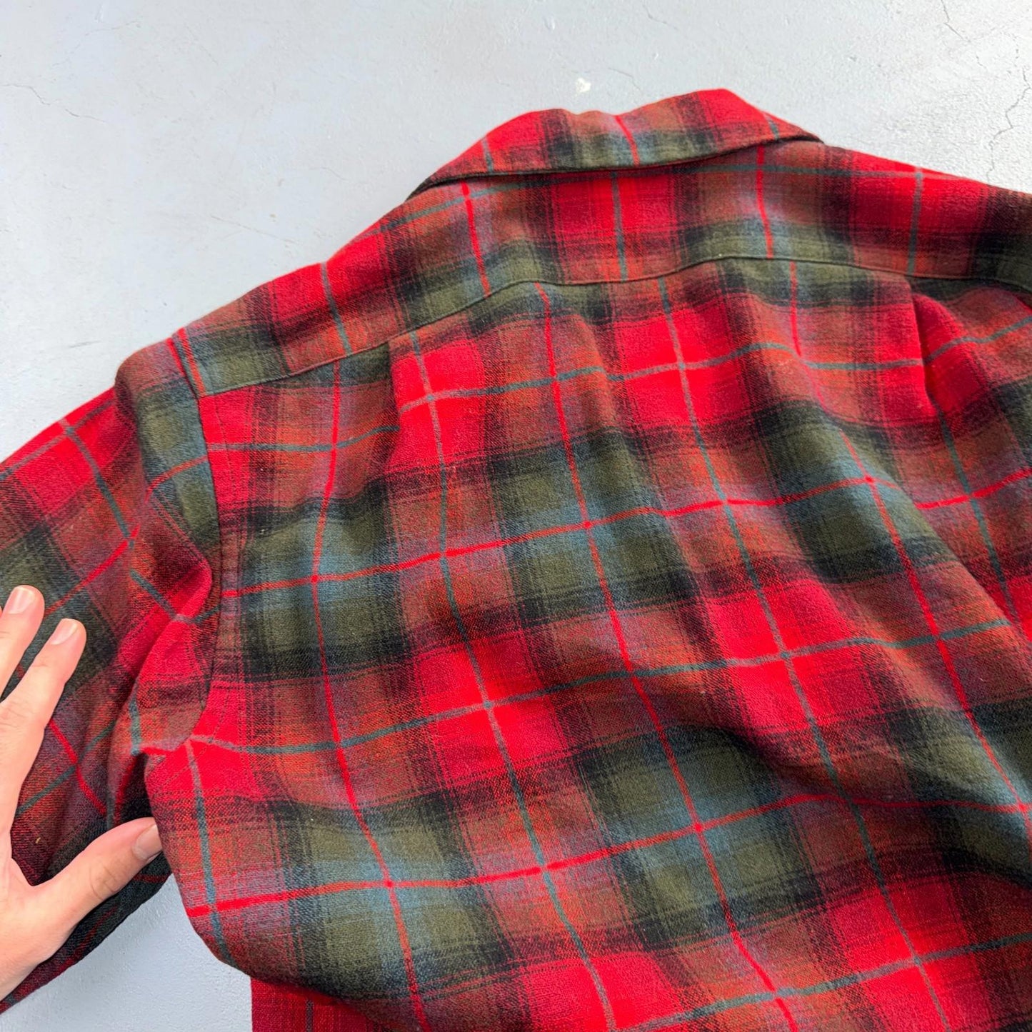 Pendleton VTG 1950s Loop Collar Board Shirt Wool Plaid Flannel Shirt Rockabilly