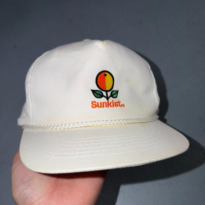 Sunkist Orange VTG Hat Baseball Cap Snapback Soda Trucker Promo White 90s