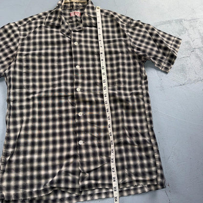 Vintage 60s McGregor Checker Loop Collar Button Up Shirt Made In USA Rockabilly