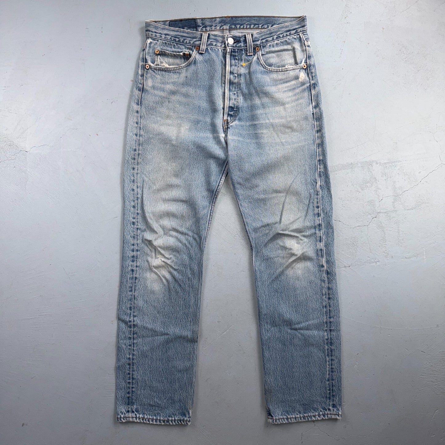 Levis 501 Vintage 90s USA XX Straight Leg Jeans Blue Light Wash 34x34 Act 32x29
