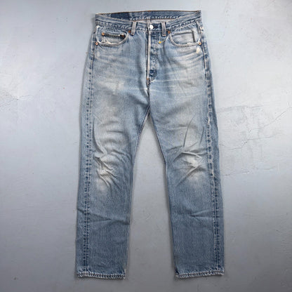 Levis 501 Vintage 90s USA XX Straight Leg Jeans Blue Light Wash 34x34 Act 32x29